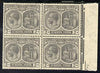 St Kitts-Nevis 1921-29 KG5 Script CA Medicinal Spring 2d slate-grey marginal block of 4, unmounted mint SG 41