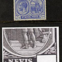 St Kitts-Nevis 1921-29 KG5 Script CA Columbus 2.5d ultramarine single mounted with white flaw in background (R12-5) SG 44