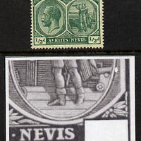 St Kitts-Nevis 1921-29 KG5 Script CA Columbus 1/2d blue-green single mounted with white flaw in background (R12-5) SG 37