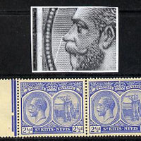 St Kitts-Nevis 1921-29 KG5 Script CA Columbus 2.5d ultramarine horiz pair unmounted mint one stamp with light scratch in front of nose (R8-2?) SG 44