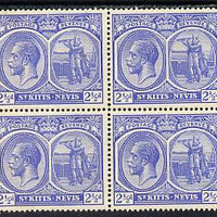 St Kitts-Nevis 1921-29 KG5 Script CA Columbus 2.5d ultramarine block of 4 unmounted mint SG 44