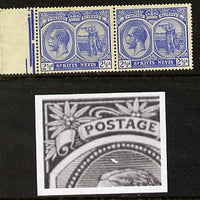 St Kitts-Nevis 1921-29 KG5 Script CA Columbus 2.5d ultramarine horiz pair unmounted one stamp with Flaw above King's Head R6-1) SG 44