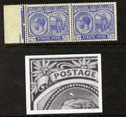 St Kitts-Nevis 1921-29 KG5 Script CA Columbus 2.5d ultramarine horiz pair unmounted one stamp with Flaw above King's Head R6-1) SG 44