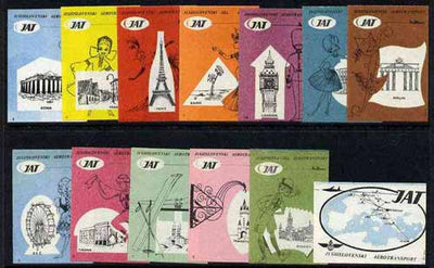 Match Box Labels - complete set of 12+1 Airlines, superb unused condition (Yugoslavian for JAT)