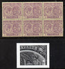 St Kitts-Nevis 1921-29 KG5 Script CA Medicinal Spring 1d violet marginal block of 6 one stamp with Broken line of shading at right (R5-5) unmounted mint few split perfs SG 39