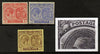 St Kitts-Nevis 1921-29 KG5 Script CA Medicinal Spring 1d rose-carmine, 3d ultramarine and 3d purple on yellow singles each with Damaged Left Vignette at top (R9-1), mounted mint SG 38, 45 & 45a