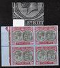 St Kitts-Nevis 1920-22 KG5 MCA Medicinal Spring 2s6d grey & red on blue marginal block of 4 one stamp with Frame chipped at left (R8-1) unmounted mint SG 33