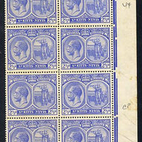 St Kitts-Nevis 1921-29 KG5 Script CA Columbus 2.5d bright blue marginal block of 8, unmounted mint SG 42