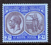 St Kitts-Nevis 1921-29 KG5 Script CA Columbus 2s purple & blue on blue mounted mint SG 47