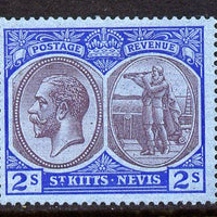 St Kitts-Nevis 1921-29 KG5 Script CA Columbus 2s purple & blue on blue mounted mint SG 47