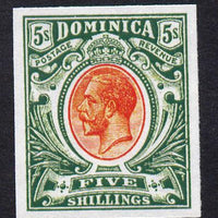 Dominica 1908-20 KG5 5s red & green imperf being a 'Hialeah' forgery on gummed paper (as SG 54)