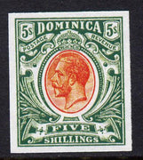 Dominica 1908-20 KG5 5s red & green imperf being a 'Hialeah' forgery on gummed paper (as SG 54)