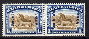 South West Africa 1927 Wildebeest 1s horiz bi-lingual pair unmounted mint SG 51