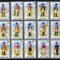 St Lucia 1985 Military Uniforms definitive set complete - 15 values fine cds used SG797-811