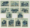 Match Box Labels - complete set of 12 Castles (green) superb unused condition (Yugoslavian Drava series)