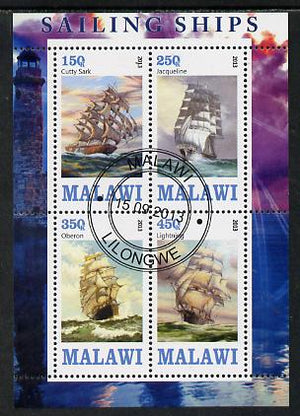 Malawi 2013 Sailing Ships #1 perf sheetlet containing 4 values fine cds used