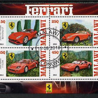 Malawi 2013 Ferrari Cars #1 perf sheetlet containing 4 values fine cds used