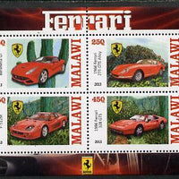 Malawi 2013 Ferrari Cars #1 perf sheetlet containing 4 values unmounted mint