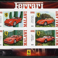 Malawi 2013 Ferrari Cars #1 imperf sheetlet containing 4 values unmounted mint