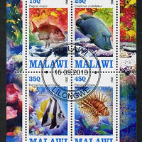 Malawi 2013 Fish #1 perf sheetlet containing 4 values fine cds used