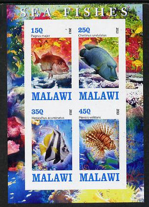 Malawi 2013 Fish #1 imperf sheetlet containing 4 values unmounted mint