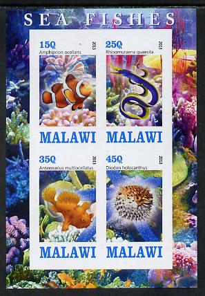 Malawi 2013 Fish #2 imperf sheetlet containing 4 values unmounted mint