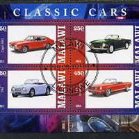 Malawi 2013 Classic Cars #1 perf sheetlet containing 4 values fine cds used