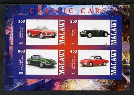 Malawi 2013 Classic Cars #3 imperf sheetlet containing 4 values unmounted mint