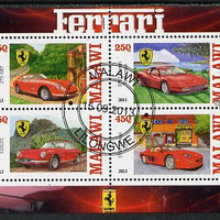 Malawi 2013 Ferrari Cars #2 perf sheetlet containing 4 values fine cds used