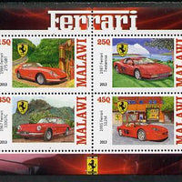 Malawi 2013 Ferrari Cars #2 perf sheetlet containing 4 values unmounted mint