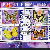 Malawi 2013 Butterflies #4 perf sheetlet containing 4 values fine cds used