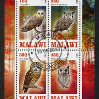 Malawi 2013 Owls perf sheetlet containing 4 values fine cds used