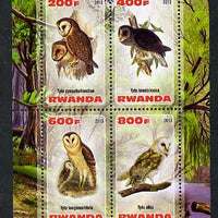 Rwanda 2013 Owls perf sheetlet containing 4 values unmounted mint