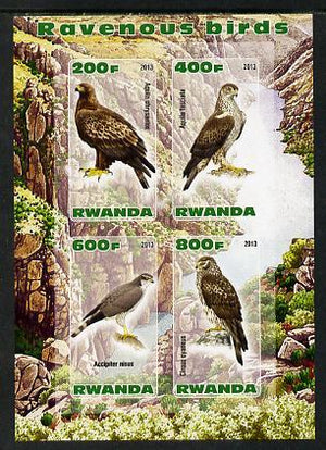 Rwanda 2013 Birds of Prey imperf sheetlet containing 4 values unmounted mint