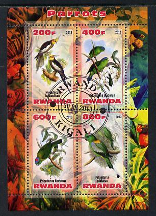 Rwanda 2013 Parrots perf sheetlet containing 4 values fine cto used