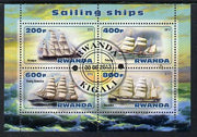 Rwanda 2013 Sailing Ships #1 perf sheetlet containing 4 values fine cto used