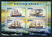 Rwanda 2013 Sailing Ships #1 perf sheetlet containing 4 values unmounted mint