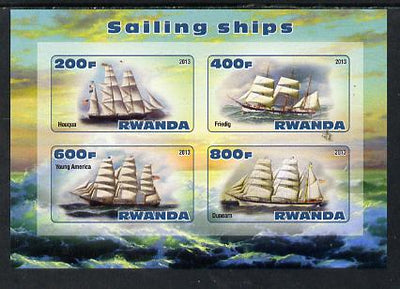 Rwanda 2013 Sailing Ships #1 imperf sheetlet containing 4 values unmounted mint