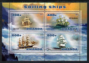 Rwanda 2013 Sailing Ships #2 perf sheetlet containing 4 values unmounted mint