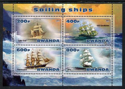 Rwanda 2013 Sailing Ships #2 perf sheetlet containing 4 values unmounted mint