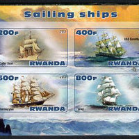 Rwanda 2013 Sailing Ships #2 imperf sheetlet containing 4 values unmounted mint