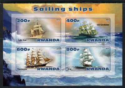 Rwanda 2013 Sailing Ships #2 imperf sheetlet containing 4 values unmounted mint