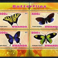 Rwanda 2013 Butterflies #2 perf sheetlet containing 4 values unmounted mint