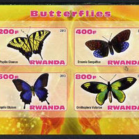 Rwanda 2013 Butterflies #2 imperf sheetlet containing 4 values unmounted mint