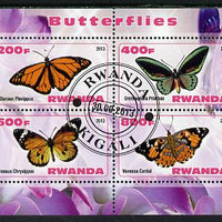 Rwanda 2013 Butterflies #3 perf sheetlet containing 4 values fine cto used