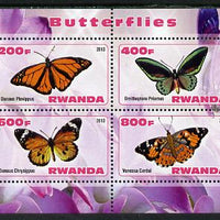 Rwanda 2013 Butterflies #3 perf sheetlet containing 4 values unmounted mint