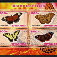 Rwanda 2013 Butterflies #4 perf sheetlet containing 4 values unmounted mint