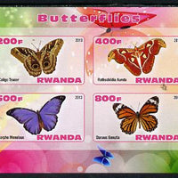 Rwanda 2013 Butterflies #5 imperf sheetlet containing 4 values unmounted mint