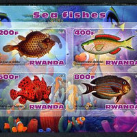 Rwanda 2013 Sea Fish #2 imperf sheetlet containing 4 values unmounted mint