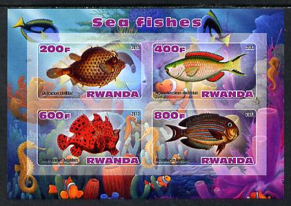 Rwanda 2013 Sea Fish #2 imperf sheetlet containing 4 values unmounted mint